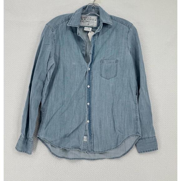Frank & Eileen Tops - Frank & Eileen Light Blue Denim Long Sleeve Button Eileen Top Sz XXS